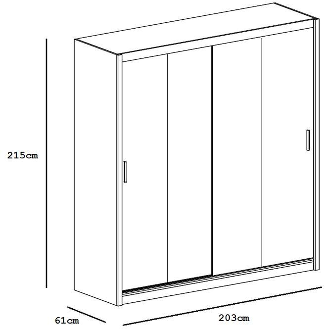 Szekrény Lizbona 2 203 cm tölgy sonoma füstös tükörrel