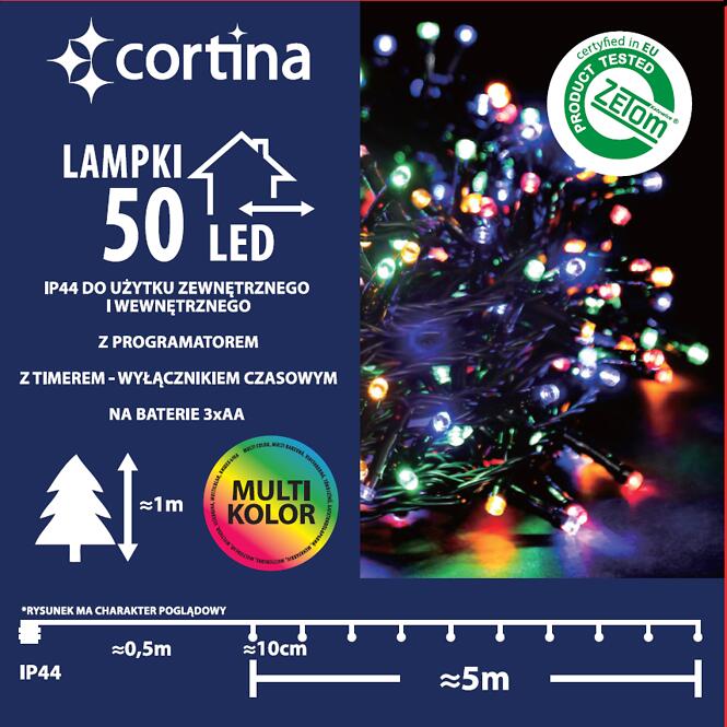 Karácsonyi fények LED 50l na bat zew. Z prog i tim 5/21/bat/m,3