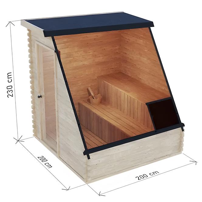 Kültéri négyszögletes szauna 2x2 m
