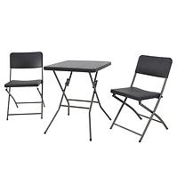 Négyzet alakú asztalkészlet + 2 székkel fekete