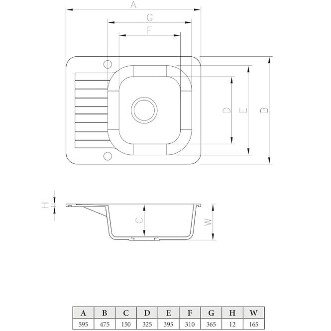 Gránit bézs mosogatótálca 1K 595X475,3