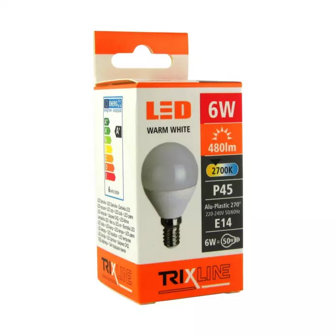 Izzó BC 6W TR LED E14 G45 2700K TRIXLINE,2