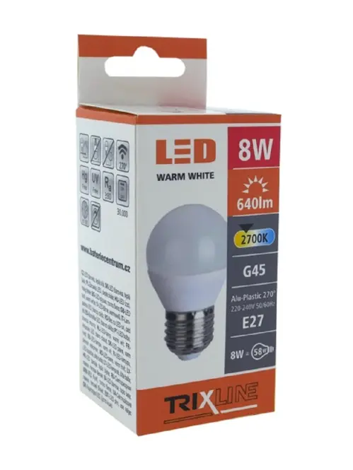 Izzó TR LED G45 8W 2700K 640lm E27,2