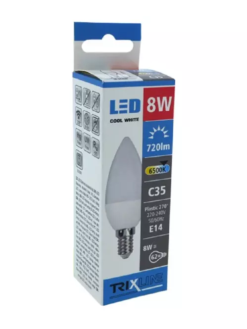 Izzó TR LED C35 8W 6500K 604lm E14,2