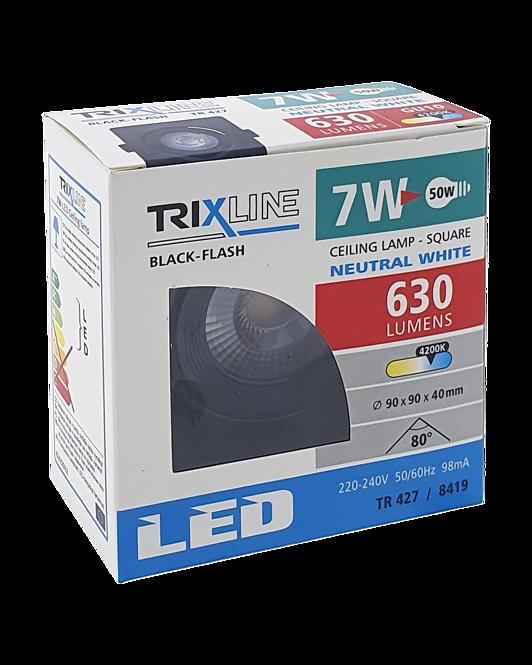 Mennyezeti beépíthető lámpa TR 427 7W fekete fényes négyzet