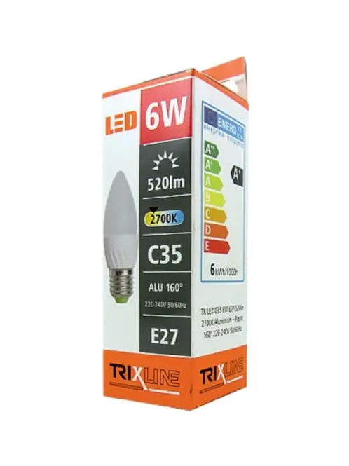 Izzó LED C35 BC 6W TR E27 2700K Trixline,2