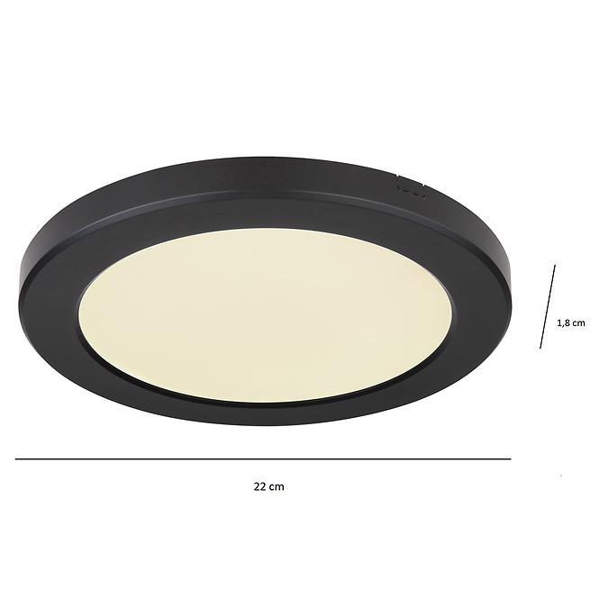 Mennyezet 12379-18B LED 18W D22 Fekete PL1