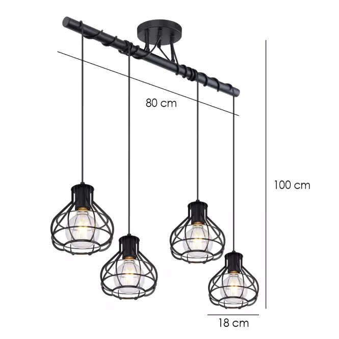 Lámpa 15388-4D Fekete LW4