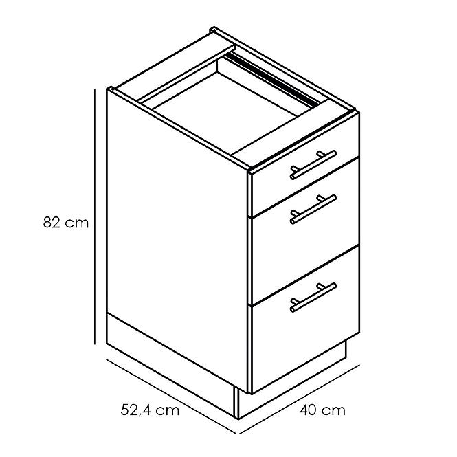 Konyhaszekrény Adele D40s/3 gránát matt/fehér,2