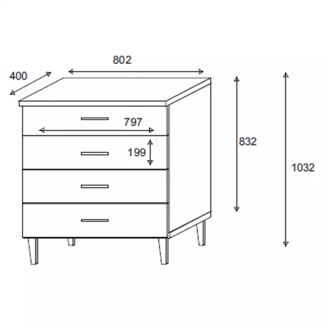 Komód Dita 4S white/oak sonoma,2