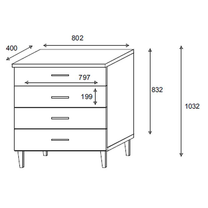 Komód Dita 4S white/oak sonoma,2