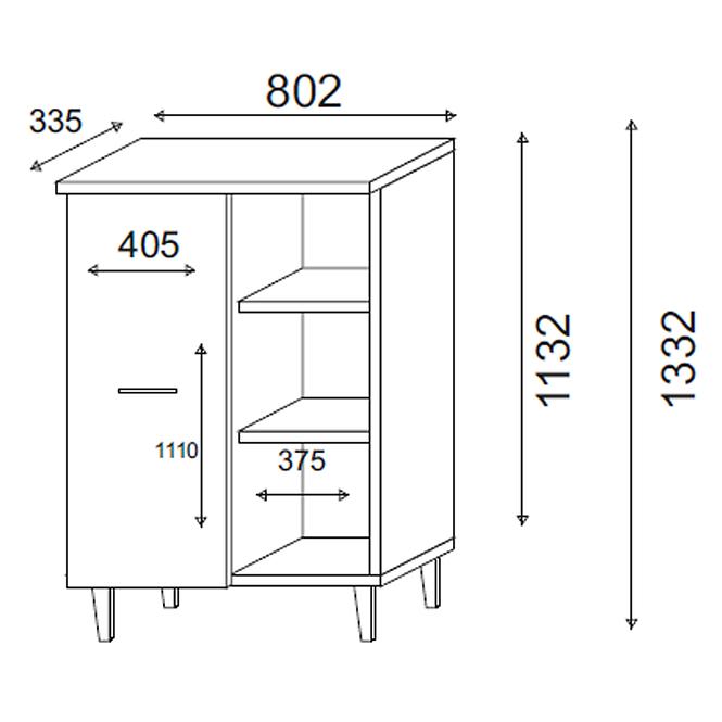 Vitrin P Dita white/oak sonoma,2