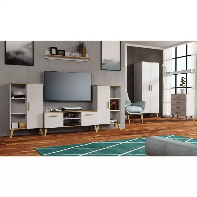 Szekrény Dita+Falipolc white/oak sonoma
