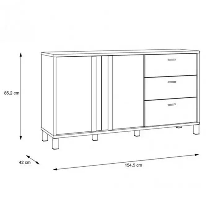 Komód Haruki Alpesi Lucfenyő/fekete