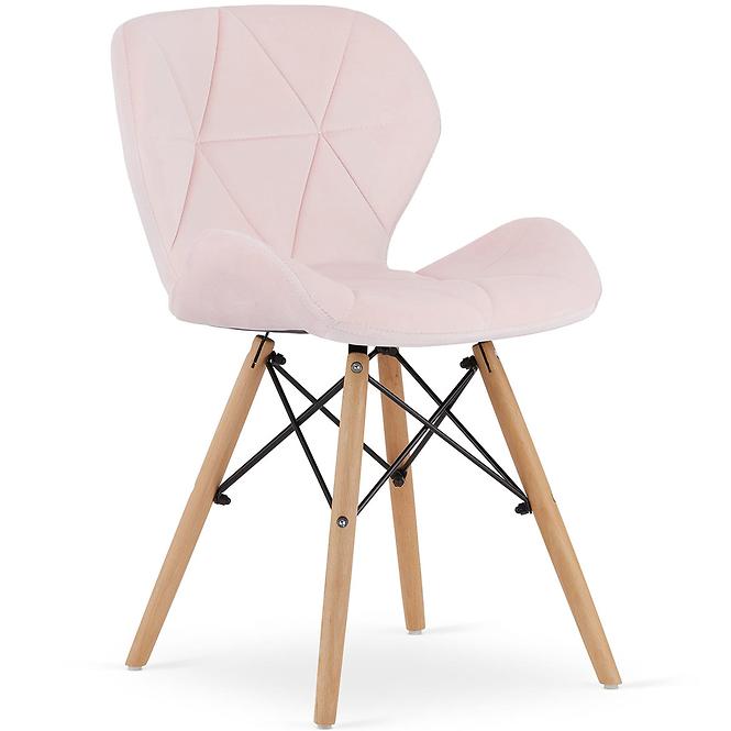 Készlet 4 szék Lago rózsaszín, bársony / fa lábak