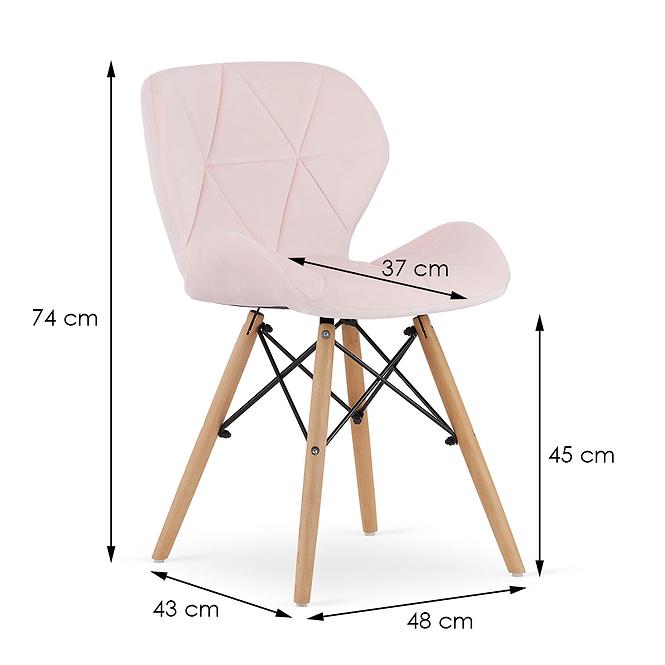 Készlet 4 szék Lago rózsaszín, bársony / fa lábak