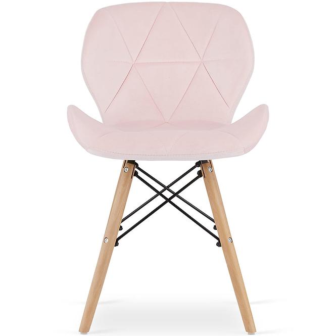 Készlet 4 szék Lago rózsaszín, bársony / fa lábak