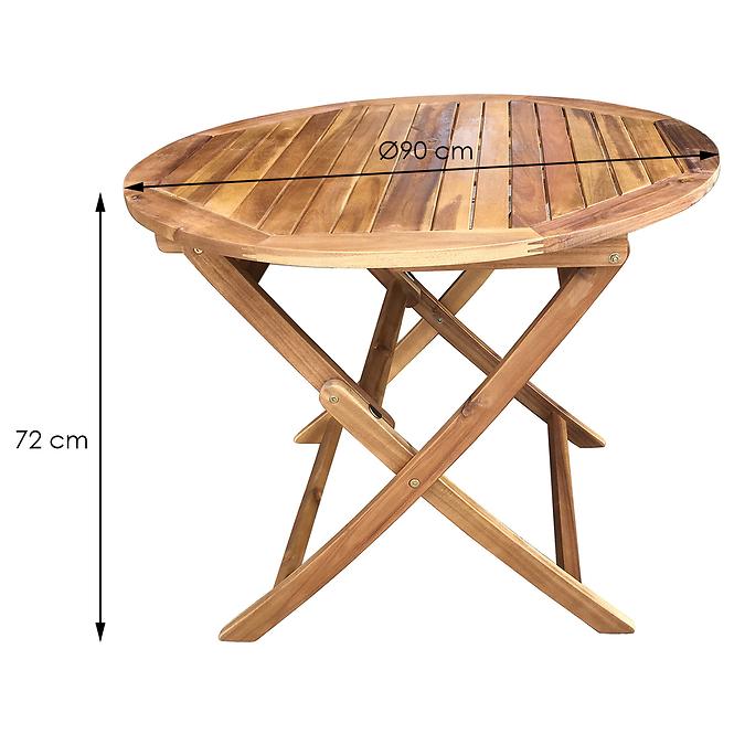 Fa asztal, kerek 90x72 cm