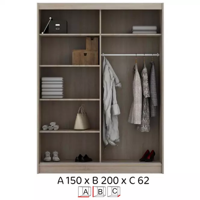 Szekrény Asturia 150 cm tölgy sonoma
