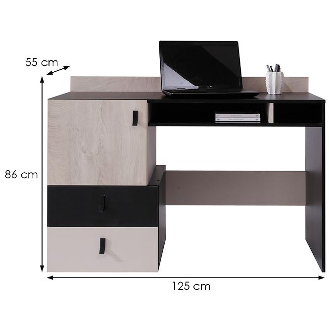 Íróasztal Planet Pl9 fekete/tölgy/bézs