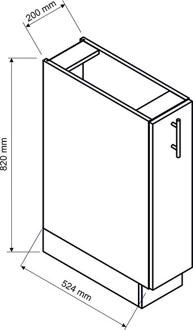 Konyhaszekrény Zoya D20 Cargo + kosár tölgy Halifax/Fehér