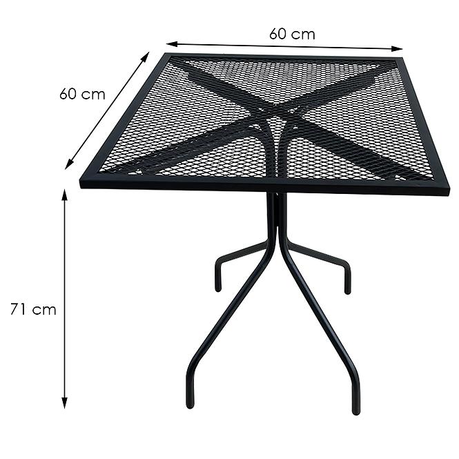 Asztal fém fekete 60x60x71cm