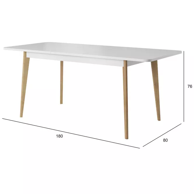 Asztal Primo PST 140 tölgy riviera/fehér,4