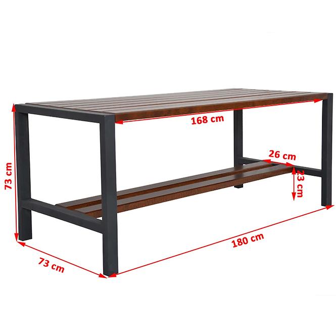 Kerti szett MODERN 1, 1 asztal + 2 pad háttámla nélkül, dió