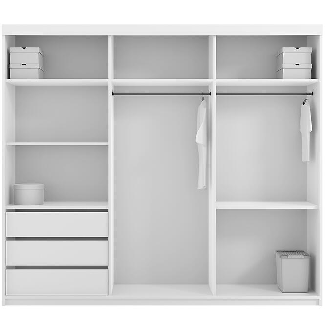 Szekrény Royal 250 fehér/lamel szürke