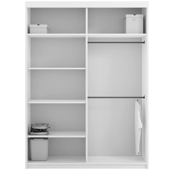 Szekrény Royal 150 fehér/lamel szürke