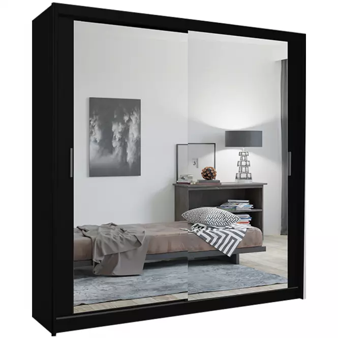 Szekrény Lux 203 fekete + 2 x Tükör