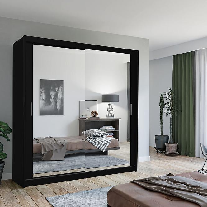 Szekrény Lux 203 fekete + 2 x Tükör
