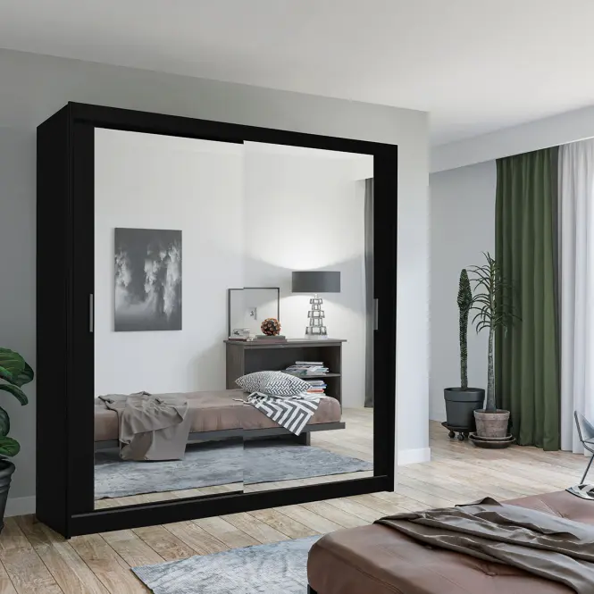 Szekrény Lux 203 fekete + 2 x Tükör,3