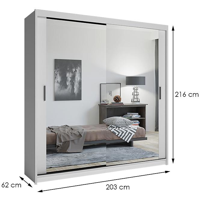 Szekrény Lux 203 fehér + 2 x Tükör