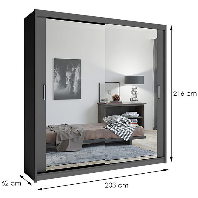Szekrény Lux 203 szürke  + 2 x Tükör
