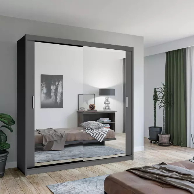 Szekrény Lux 203 szürke  + 2 x Tükör
