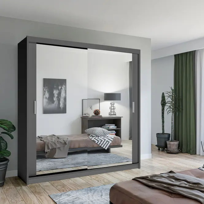 Szekrény Lux 203 szürke  + 2 x Tükör,3
