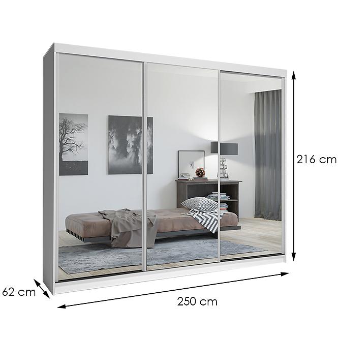Szekrény Lux 250 fehér + 3 x Tükör