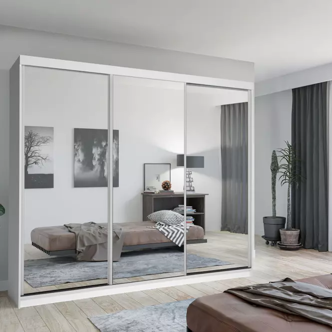 Szekrény Lux 250 fehér + 3 x Tükör