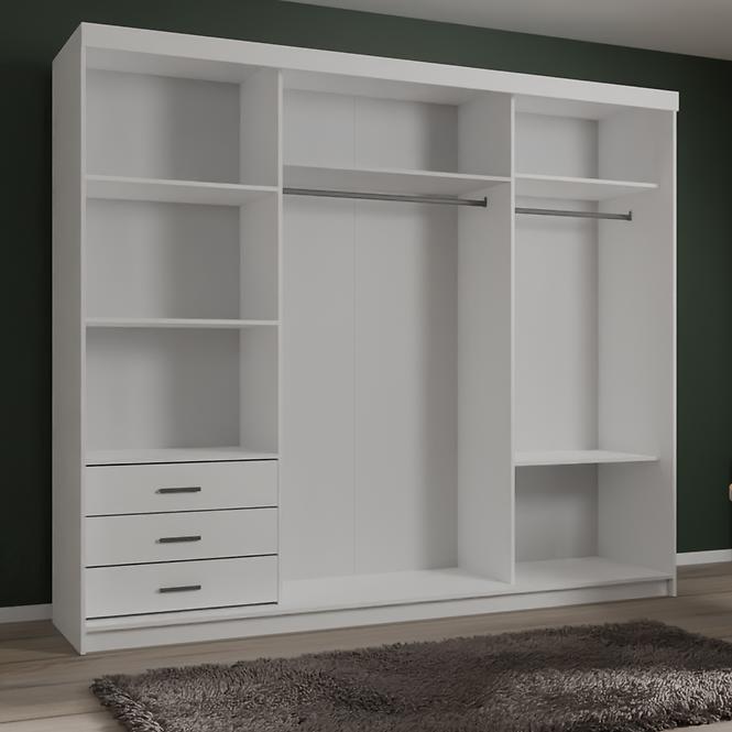 Szekrény Lux 250 fehér + 3 x Tükör