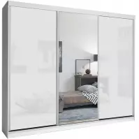 Szekrény Lux 250 fehér/ 1 x Tükör / 2 x fehér fényes