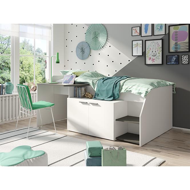 ÁGY MULTI 38 FEHÉR SZATÉN / GRAFIT SZÜRKE,6