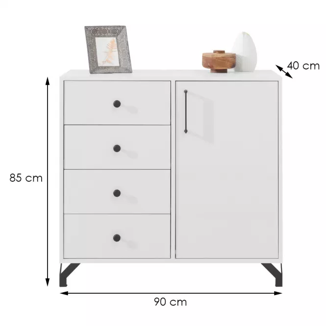 Komód  Bergen Be7 fehér Lux/fehér fényes