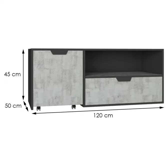 Szekrény RTV Nano Na10 Tölgy Enigma/Grafit,2