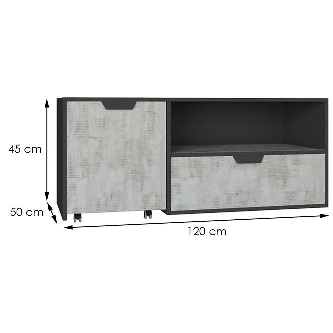 Szekrény RTV Nano Na10 Tölgy Enigma/Grafit,2