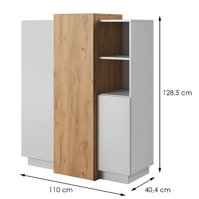 Komód 3d E fehér/Tölgy craft arany