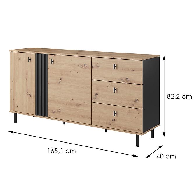 Komód Madis D Tölgy Artisan/Antracit,2
