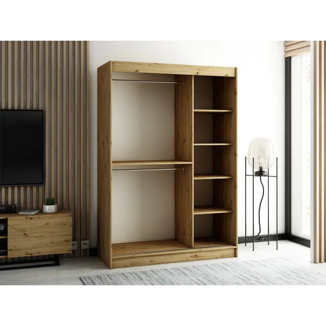 Szekrény Lamelo 150 Tölgy Artisan/fekete,7