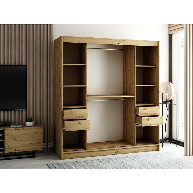Szekrény Lamelo 200 Tölgy Artisan/fekete,6