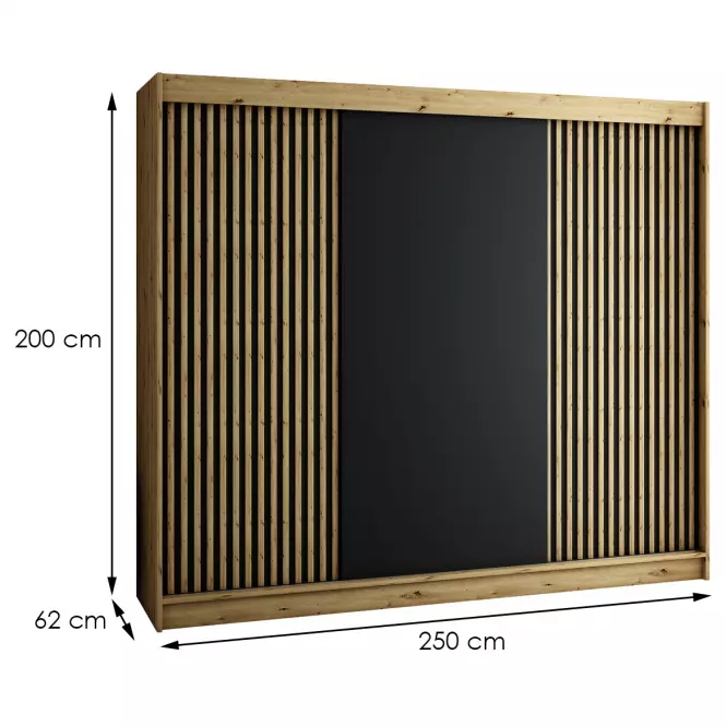 Szekrény Lamelo 250 Tölgy Artisan/fekete